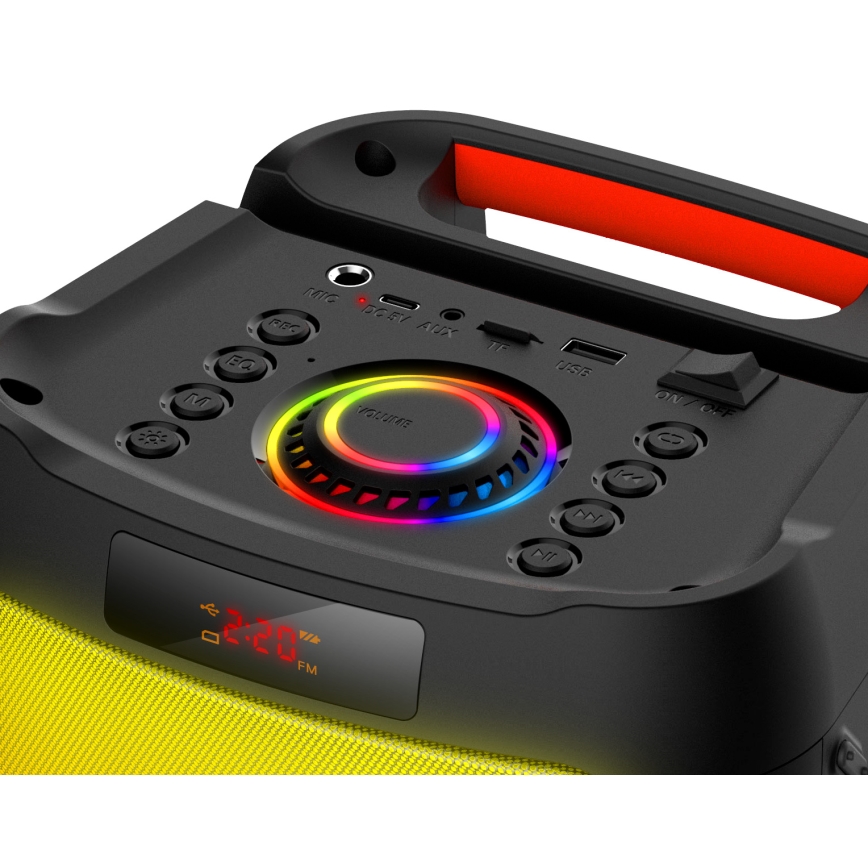 CONNECT IT HSP-3050-BK - Altavoz inalámbrico LED con un micrófono 60W/5V 4500 mAh negro + control remoto