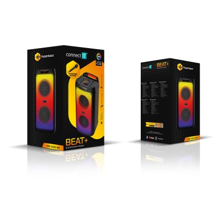 CONNECT IT HSP-3050-BK - Altavoz inalámbrico LED con un micrófono 60W/5V 4500 mAh negro + control remoto