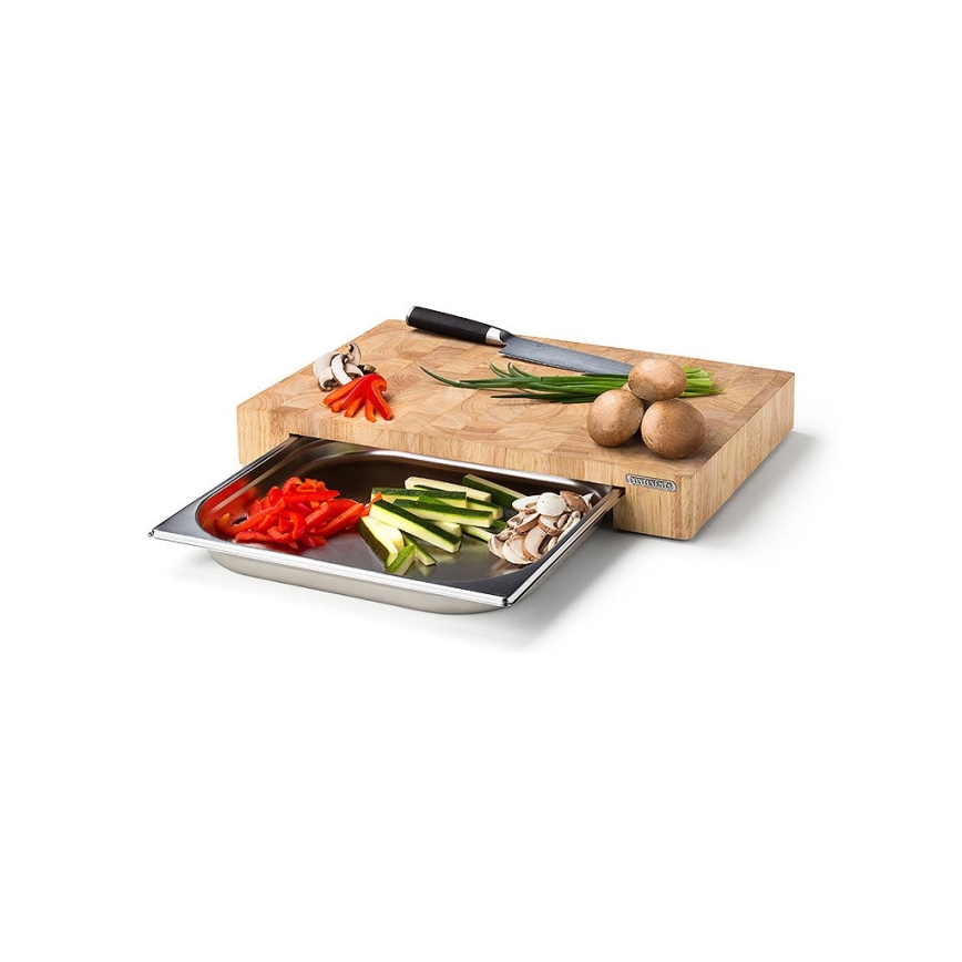 Continenta C4026 - Tabla de cortar de cocina con cuenco 39x27 cm madera de caucho