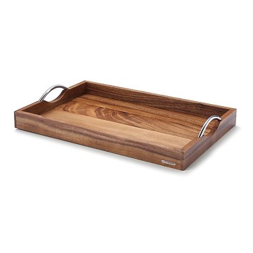 Continenta C4867 - Bandeja con asas metálicas 53x36 cm acacia