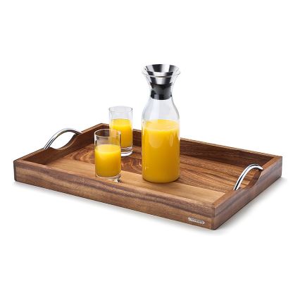 Continenta C4867 - Bandeja con asas metálicas 53x36 cm acacia