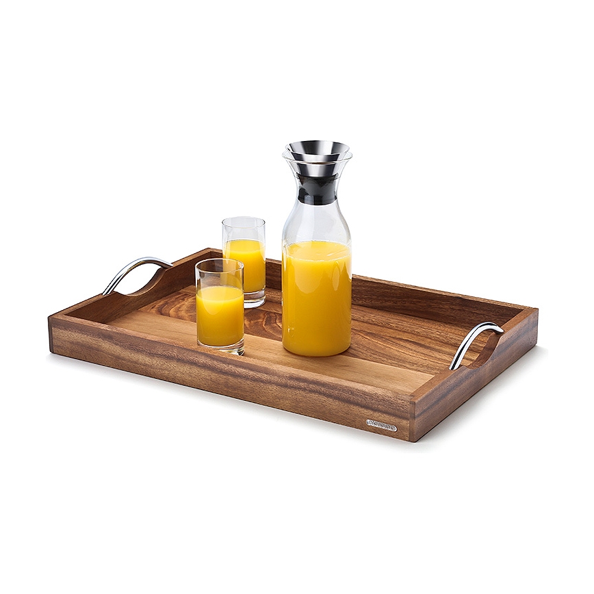 Continenta C4867 - Bandeja con asas metálicas 53x36 cm acacia