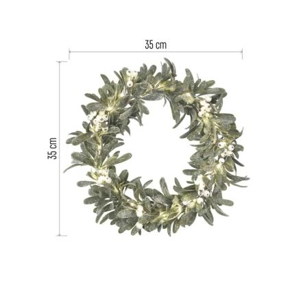 Corona navideña LED 25 LEDs / 3x AA Ø 35 cm