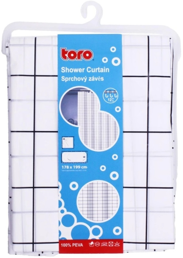 Cortina de ducha TORO EASY 178x199 cm blanco/negro