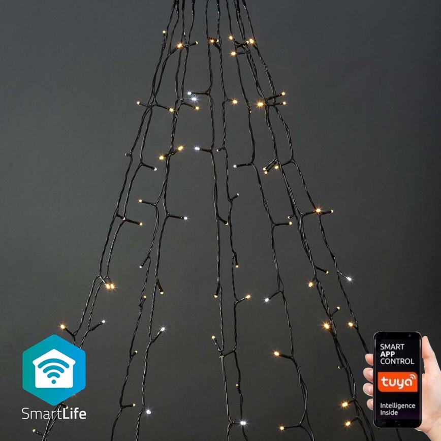 Cortina de luces LED navideñas para exterior 200xLED/8 funciones 10x2m IP65 Wi-Fi Tuya blanco cálido a frío