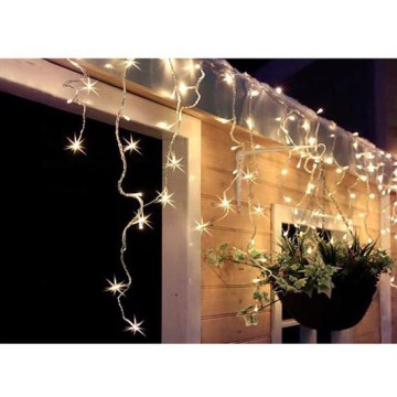 Cortina de luces LED navideñas para exterior 360xLED/8 funciones 15m IP44 blanco cálido