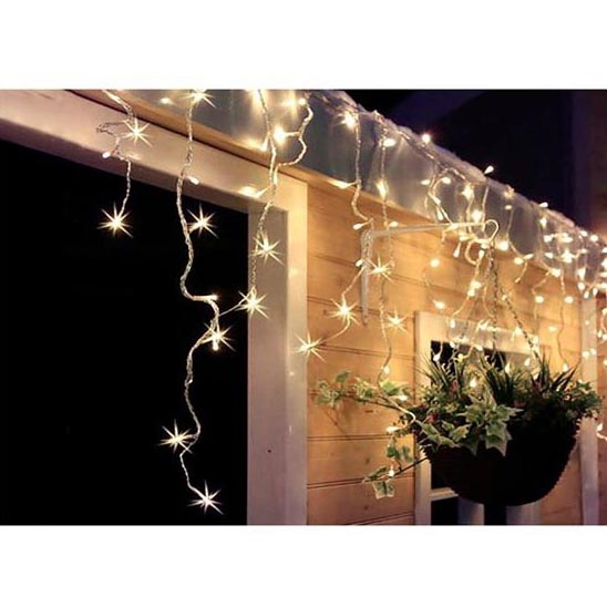 Cortina de luces LED navideñas para exterior 360xLED/8 funciones 15m IP44 blanco cálido