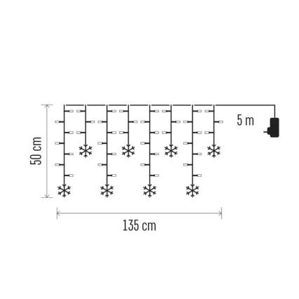 Cortina de luces LED para Navidad 60xLED/1,35W 635x50 cm blanco frío
