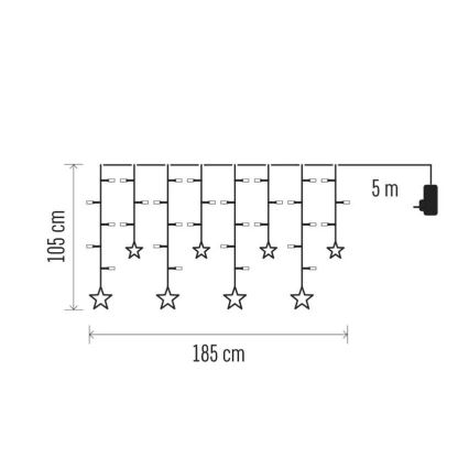 Cortina de Navidad LED 115xLED/1,35W 6,85x1,05 m blanco cálido