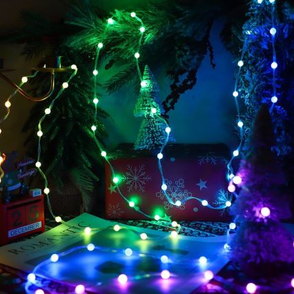Cortina de Navidad LED RGB regulable WIZARD 400xLED/USB 2x2m + control remoto