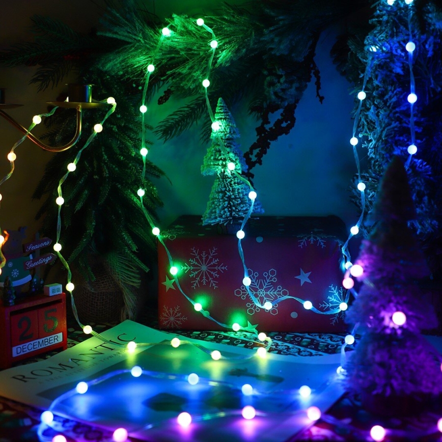 Cortina de Navidad LED RGB regulable WIZARD 400xLED/USB 2x2m + control remoto