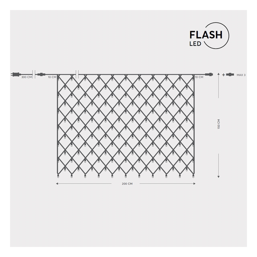 Cortina LED para exterior NET 240xLED/7,2W/230V 1,5x2 m IP44 blanco cálido