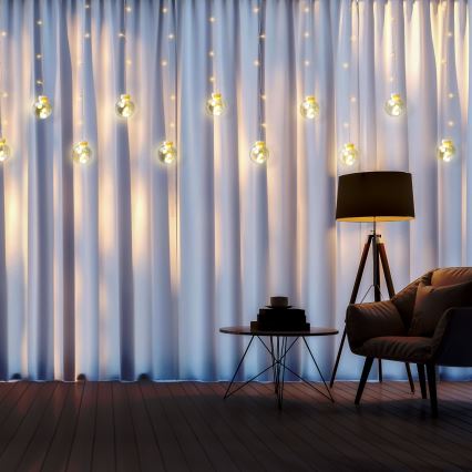 Cortina LED WISH BALLS 108 LEDs/8 funciones 4,5 m blanco cálido