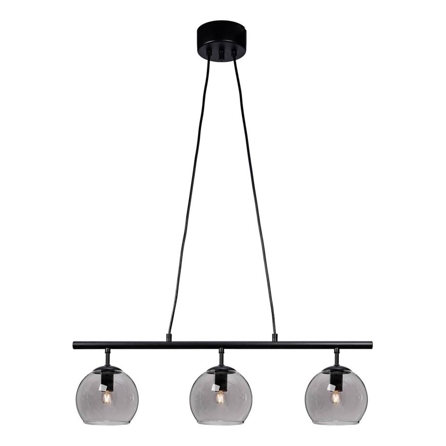 Cottex - Lámpara colgante con cable CAPELLA 3xE14/40W/230V ahumado/negro