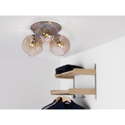 Cottex - Lámpara de techo CAPELLA 3xE14/40W/230V Ø 37 cm ahumado/marrón