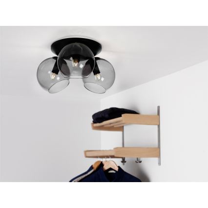 Cottex - Lámpara de techo CAPELLA 3xE14/40W/230V Ø 37 cm ahumado/negro