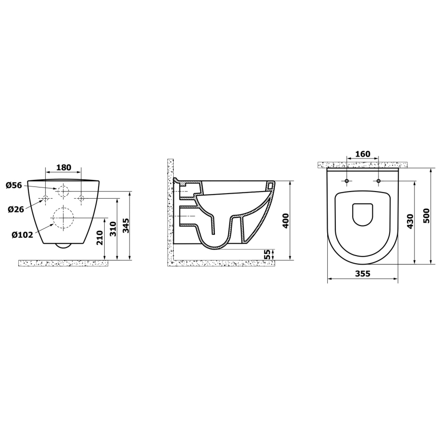 Creavit - Inodoro suspendido PAULA cerámica/blanco