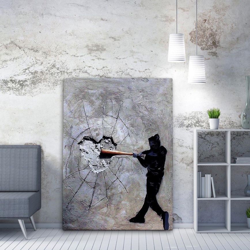 Cuadro mural sobre lienzo 100x70 cm gris/negro