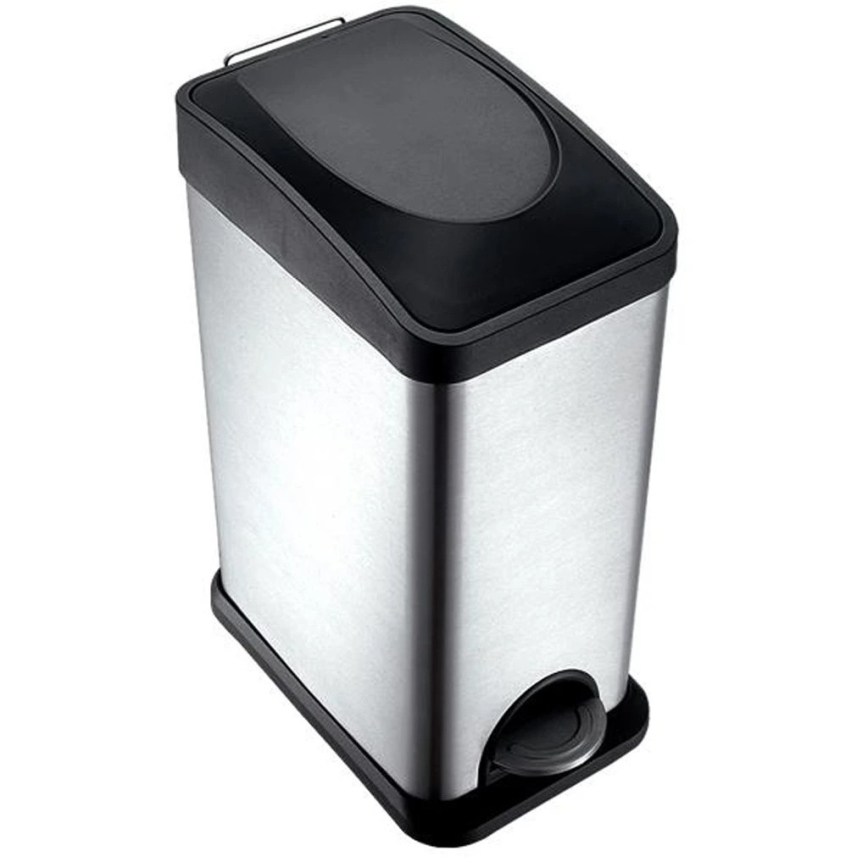 Cubo de basura 15 l negro/acero inoxidable