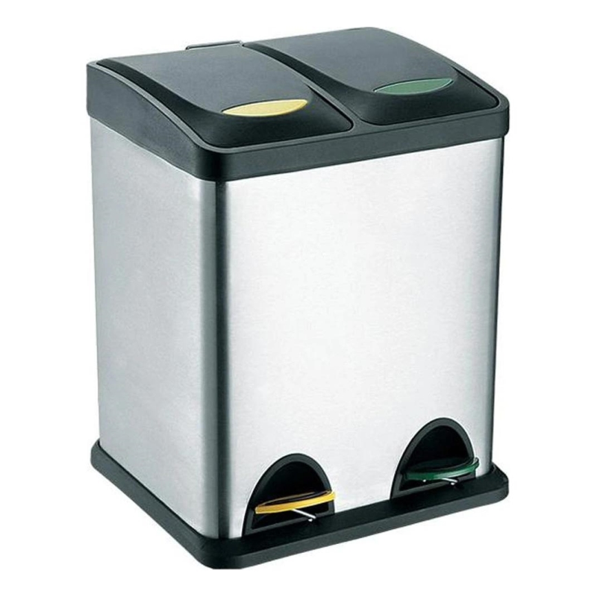 Cubo de basura para residuos reciclables 16 l negro/acero inoxidable
