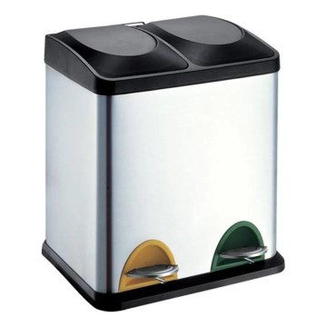 Cubo de basura para residuos reciclables 30 l negro/acero inoxidable
