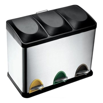Cubo de basura para residuos reciclables 45 l negro/acero inoxidable