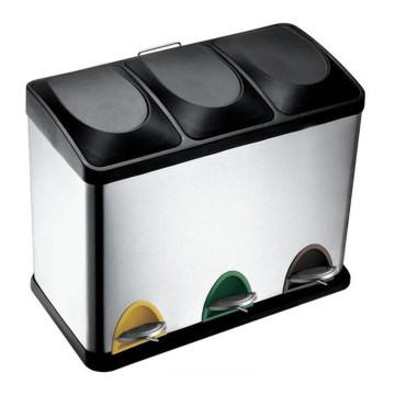 Cubo para reciclaje 24 l, negro/acero inoxidable