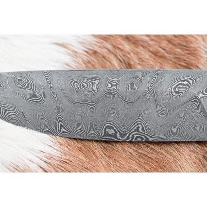 Cuchillo de caza Damasco 11,8 cm nogal/cuerno de ciervo