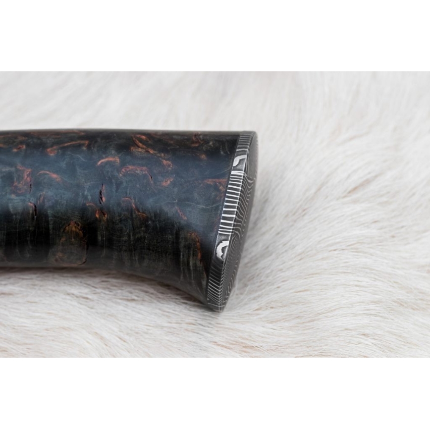 Cuchillo de caza Damasco 13,8 cm abedul/hueso de camello