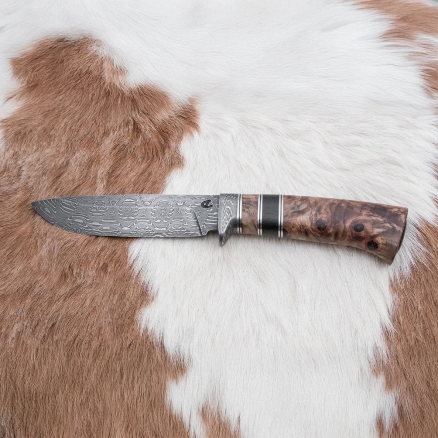 Cuchillo de caza Damasco 13 cm álamo/ébano