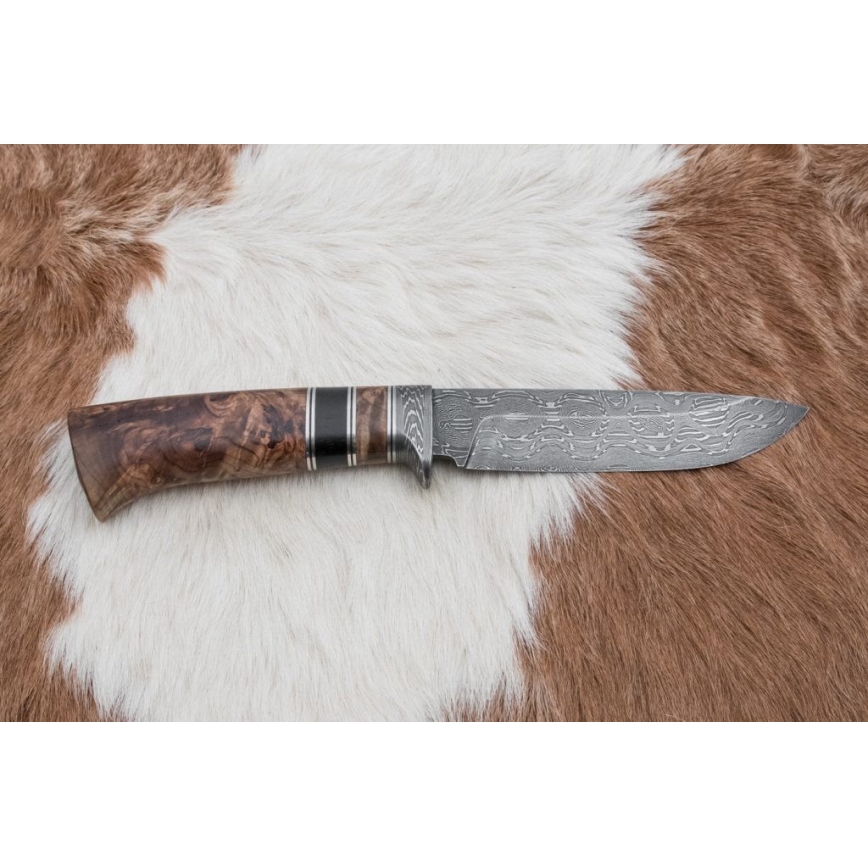 Cuchillo de caza Damasco 13 cm álamo/ébano