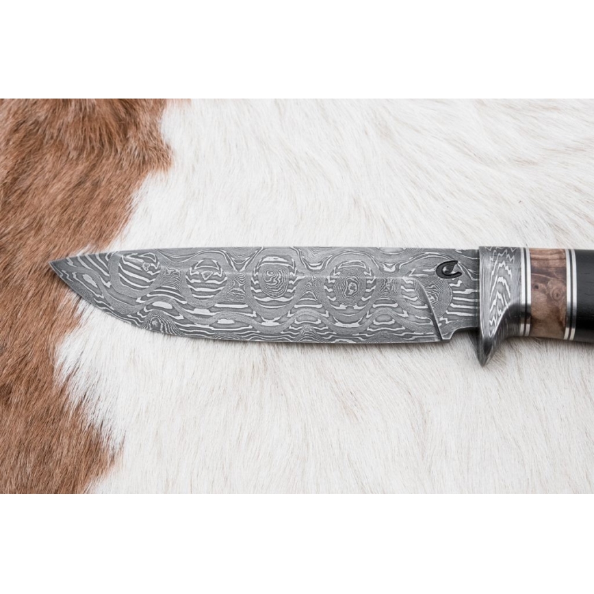 Cuchillo de caza Damasco 13 cm álamo/ébano