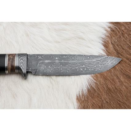 Cuchillo de caza Damasco 13 cm álamo/ébano