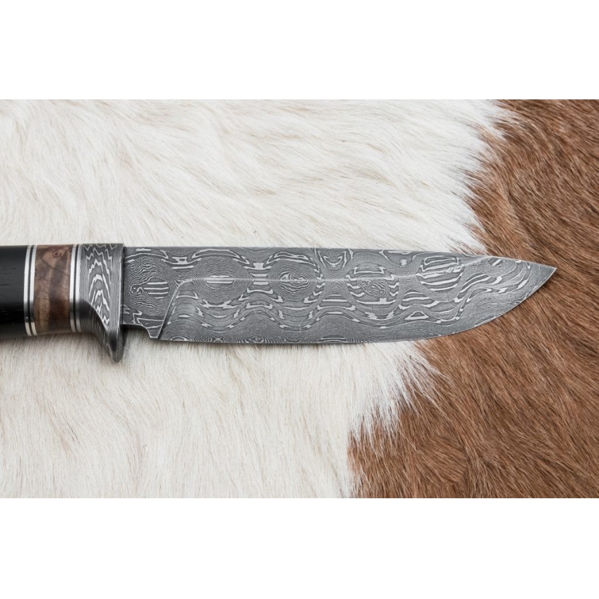 Cuchillo de caza Damasco 13 cm álamo/ébano