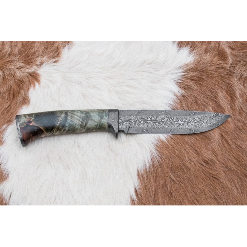 Cuchillo de caza Damasco 14 cm castaño