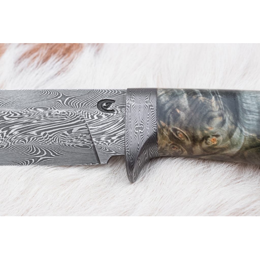 Cuchillo de caza Damasco 14 cm castaño