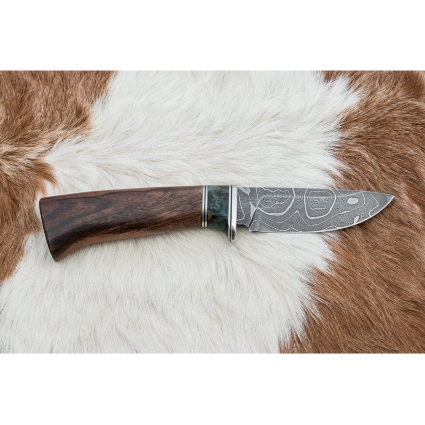 Cuchillo de caza Damasco 9,7 cm nogal/arce