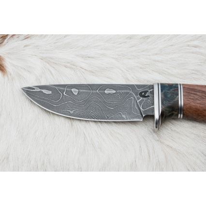 Cuchillo de caza Damasco 9,7 cm nogal/arce