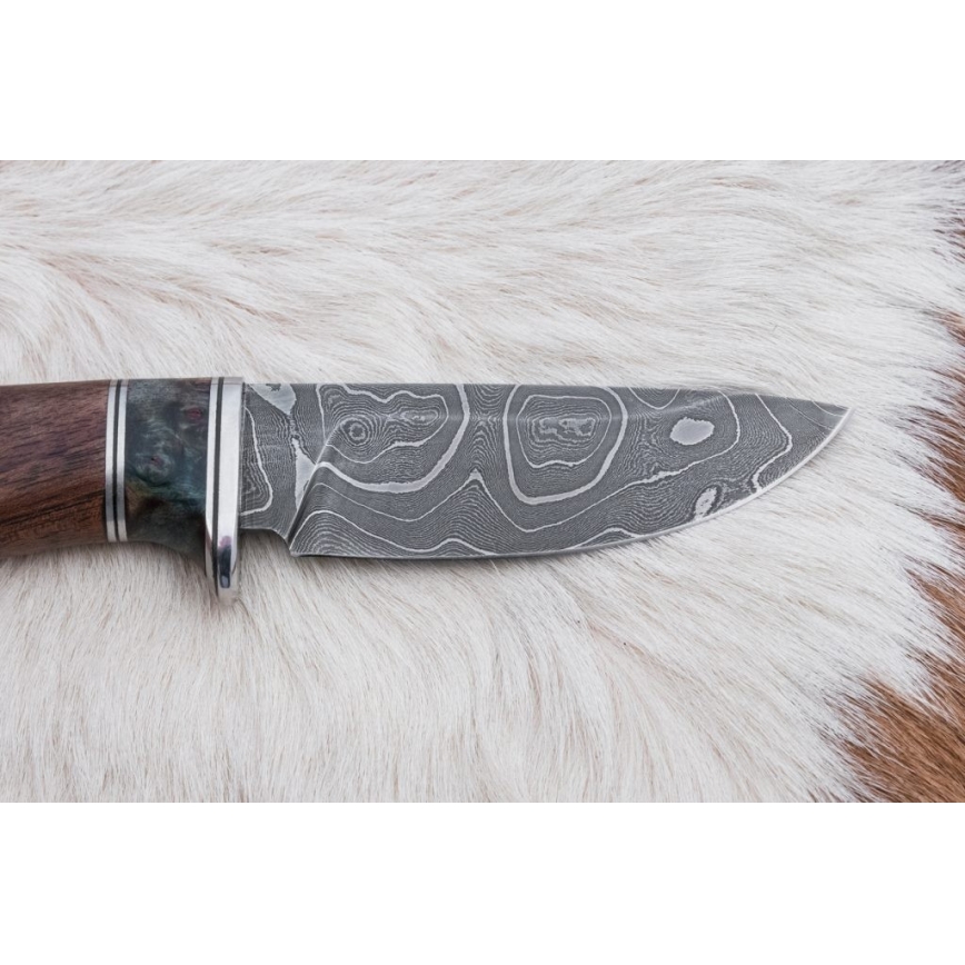 Cuchillo de caza Damasco 9,7 cm nogal/arce
