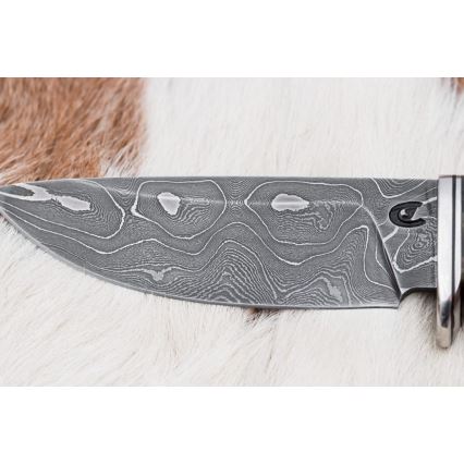 Cuchillo de caza Damasco 9,7 cm nogal/arce