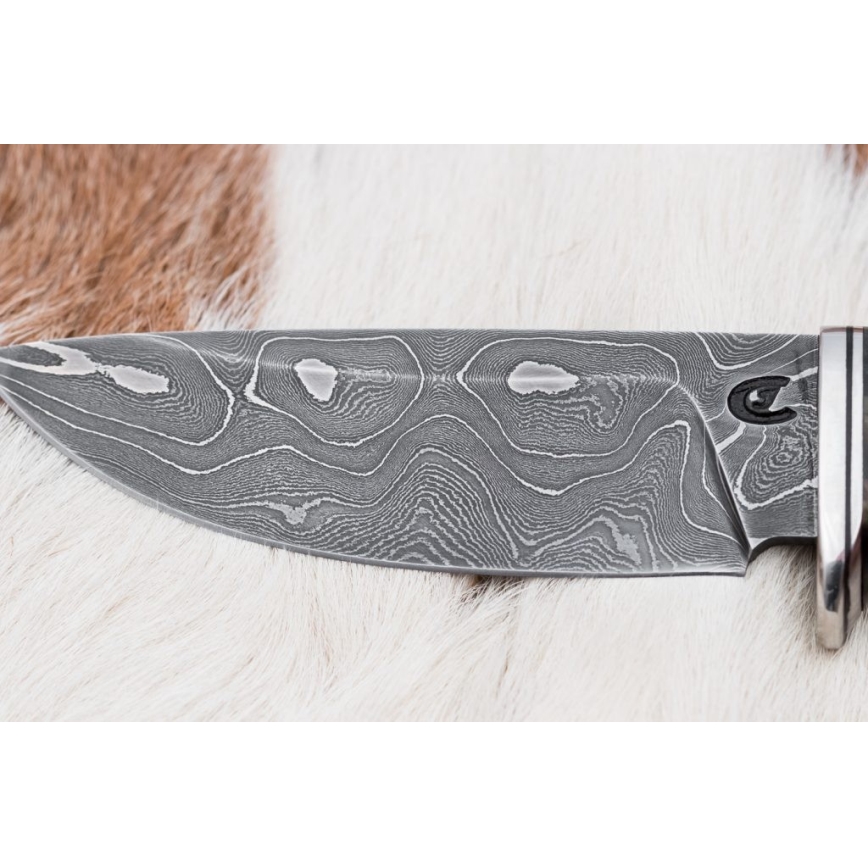 Cuchillo de caza Damasco 9,7 cm nogal/arce