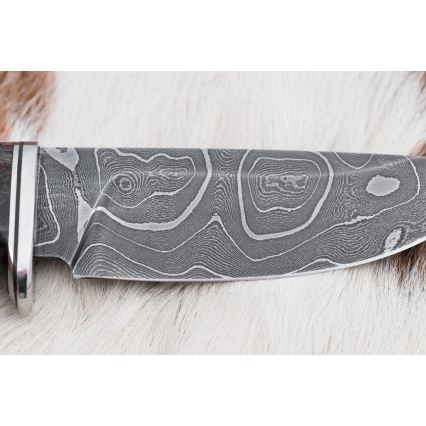 Cuchillo de caza Damasco 9,7 cm nogal/arce