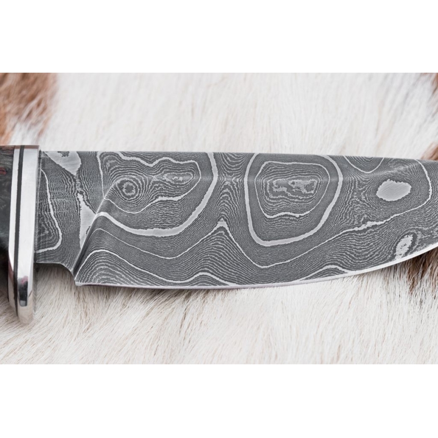 Cuchillo de caza Damasco 9,7 cm nogal/arce