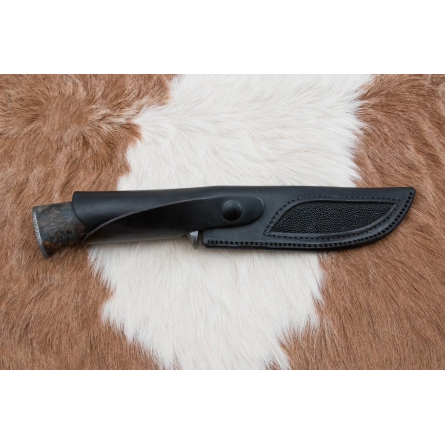 Cuchillo de caza de Damasco 14,5 cm mango de aliso/serpentinita