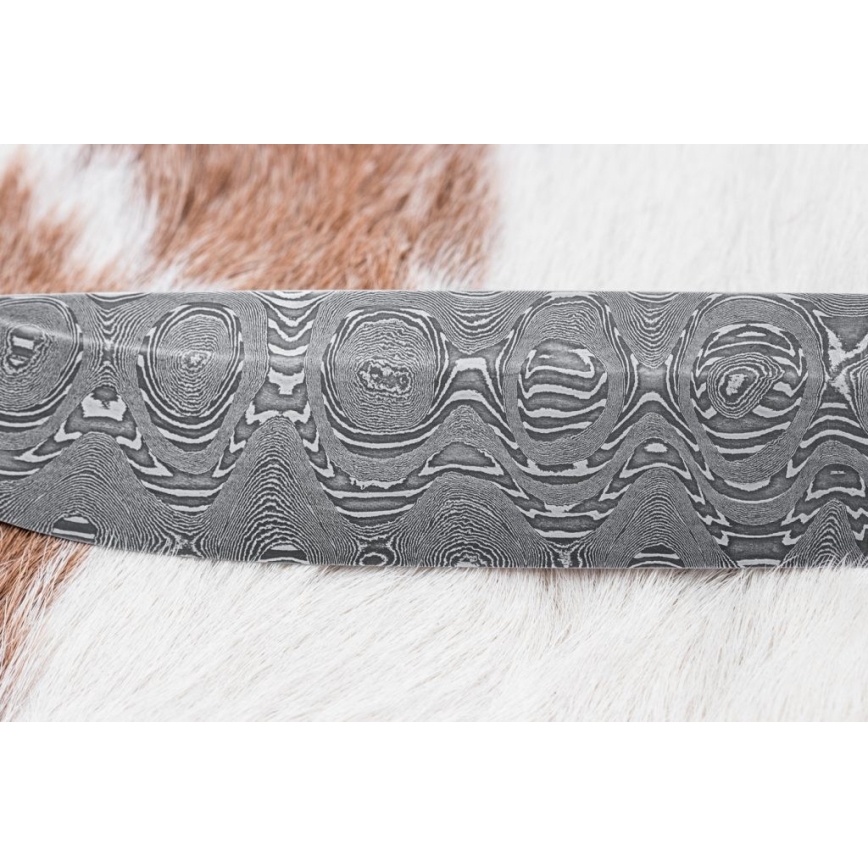 Cuchillo de caza de Damasco 14,5 cm mango de aliso/serpentinita