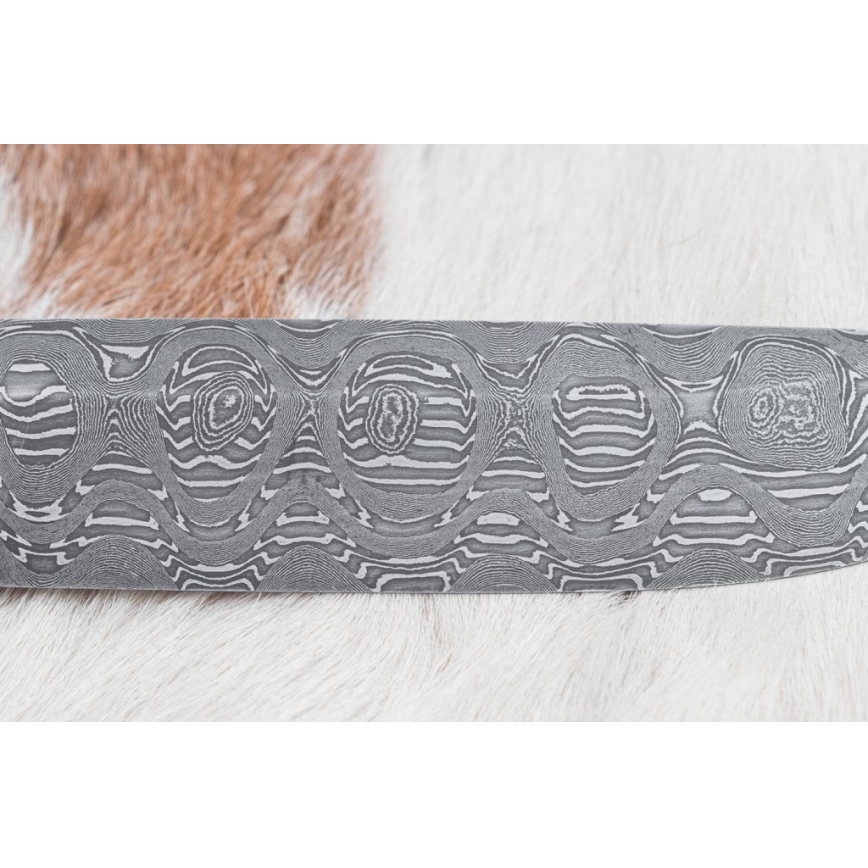 Cuchillo de caza de Damasco 14,5 cm mango de aliso/serpentinita