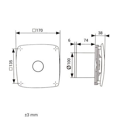 Dalap 41093 - Ventilador axial 100 ONYX 14W/230V