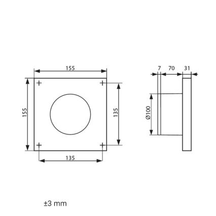 Dalap 41095ZW - Ventilador axial con temporizador y sensor de humedad 100 DARK ZW 8,4W/230V