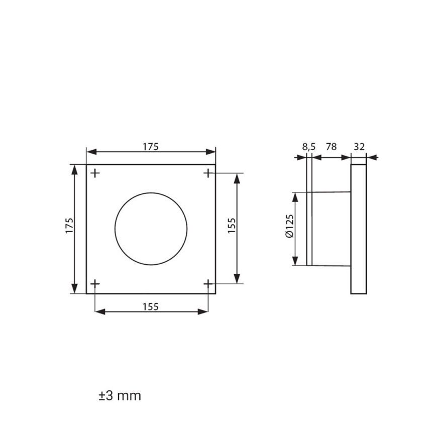 Dalap 41096ZW - Ventilador axial con temporizador 125 DARK ZW 10W/230V