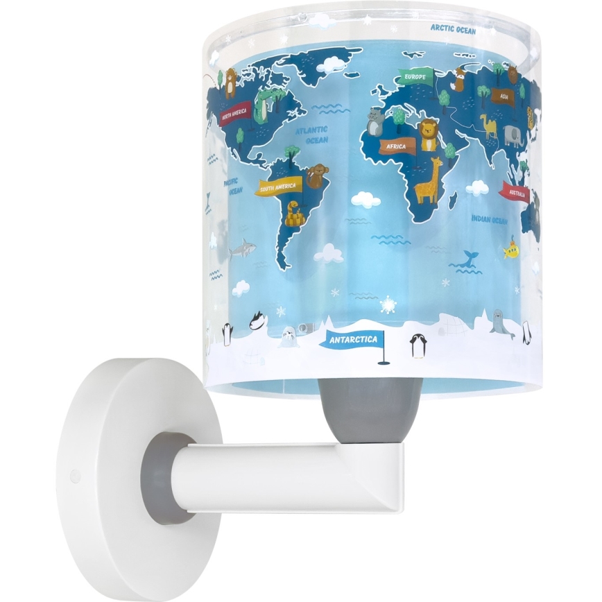 Dalber 40679 - Lámpara de pared infantil WORLD 1xE27/15W/230V azul